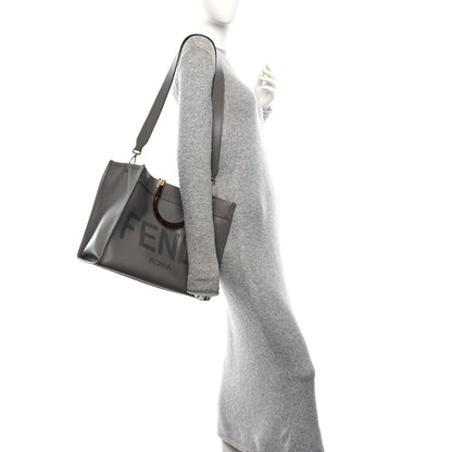 Fendi Vitello King Plexiglass Logo Embossed Medium Fendi Sunshine Shopper Tote Moon 2 of 9