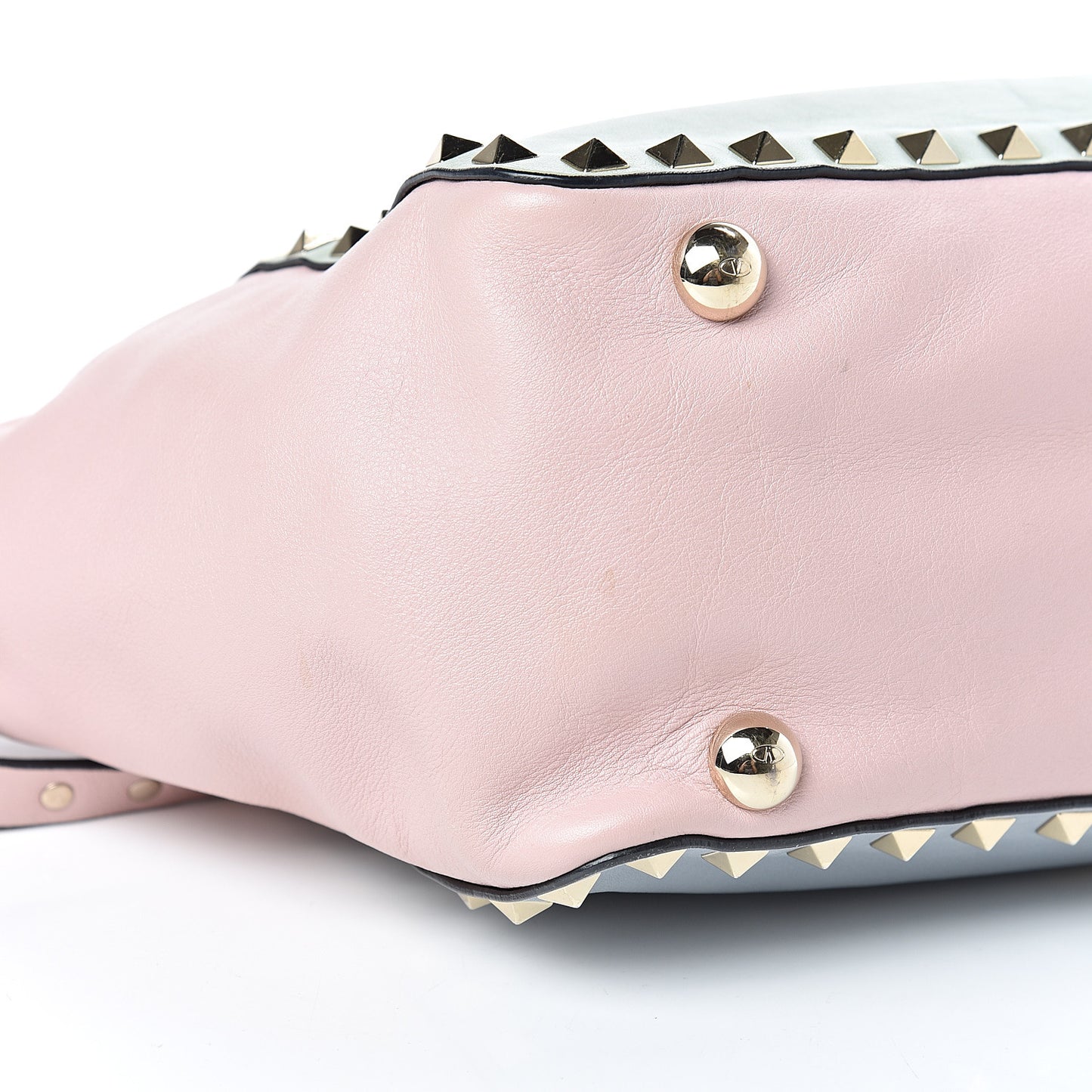 Vitello Watercolor Small Rockstud Tote Rose Green Yellow Sky