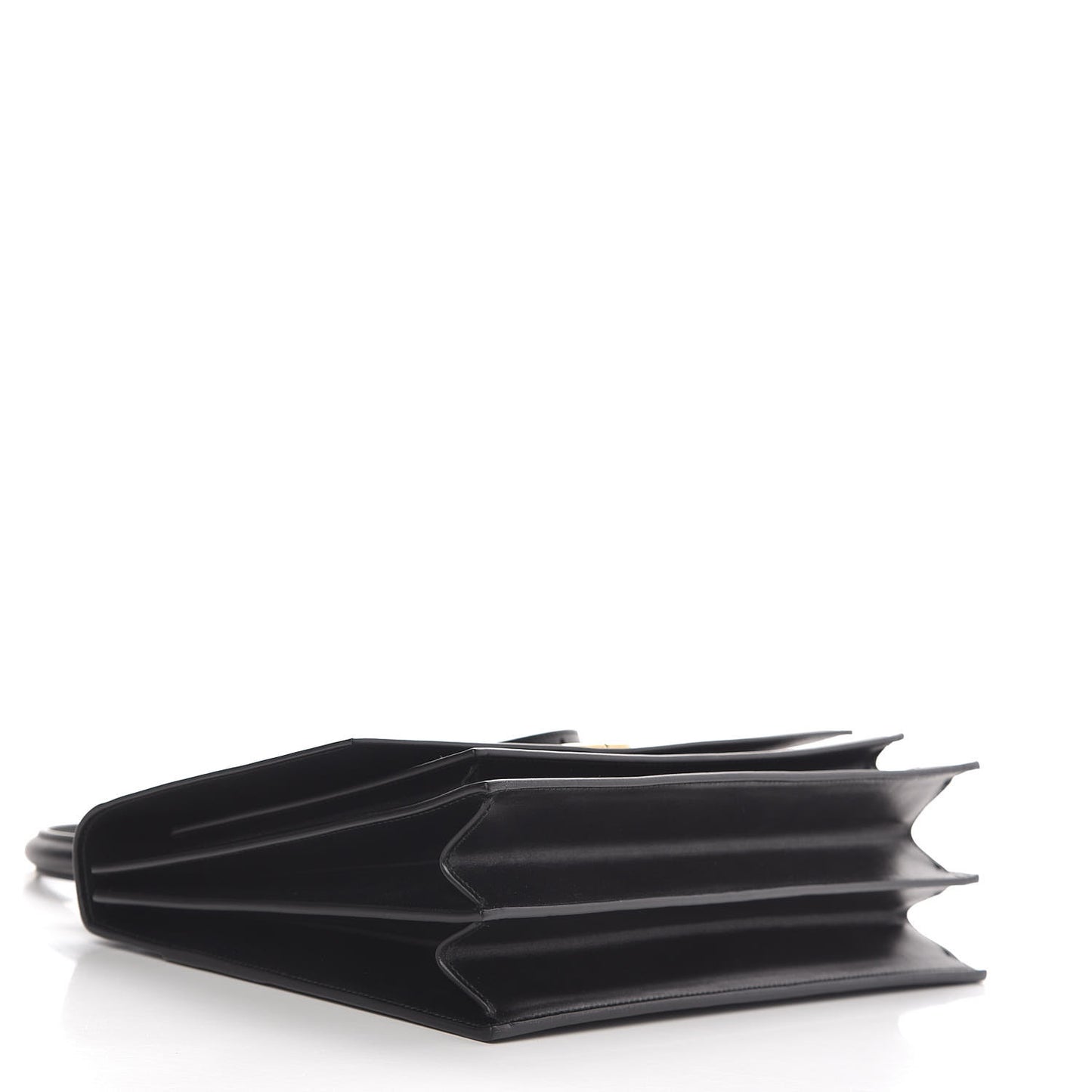 Box Calfskin Large Sharp Top Handle Bag Black