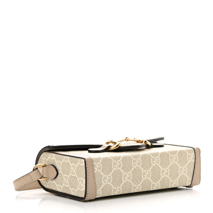 Gucci GG Supreme Monogram Textured Dollar Calfskin Mini Horsebit 1955 Shoulder Bag Beige Mystic White Oatmeal 4 of 11