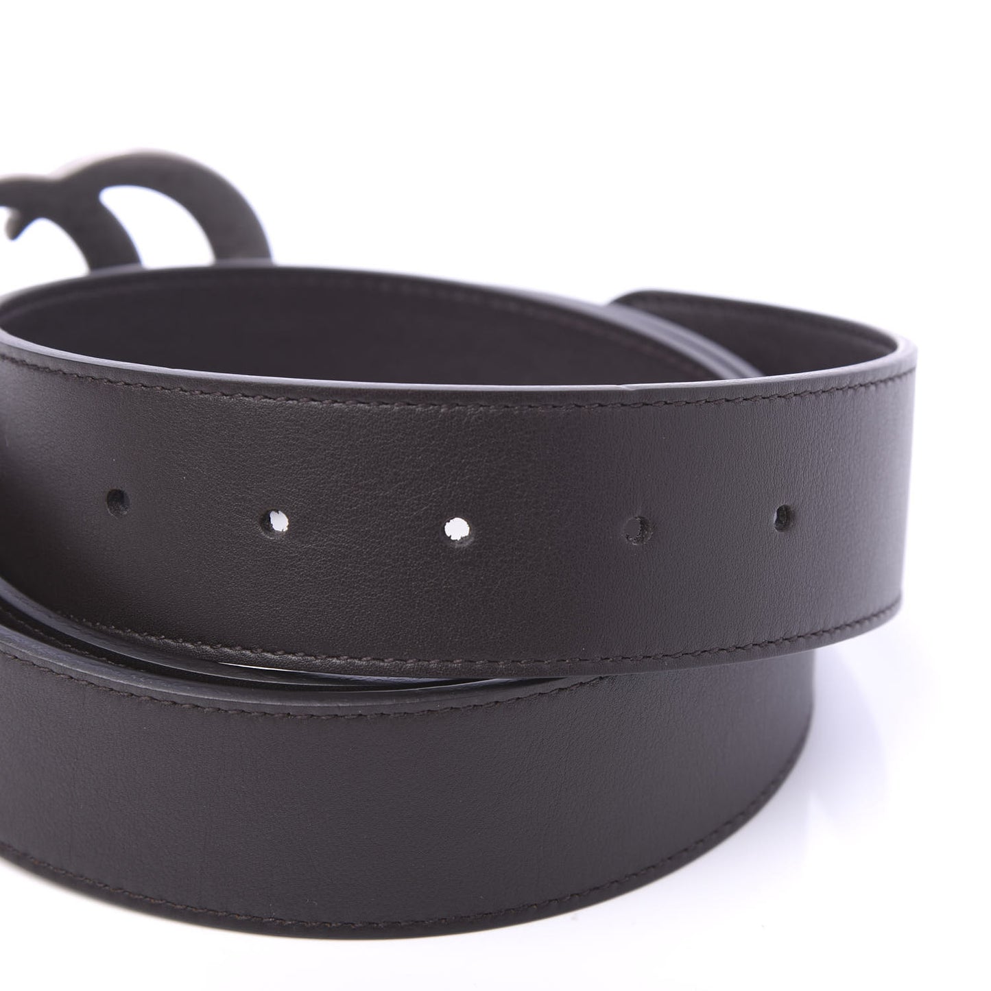 Moon Calfskin Nickel Double G 40mm Belt 105 42 Dark Cocoa