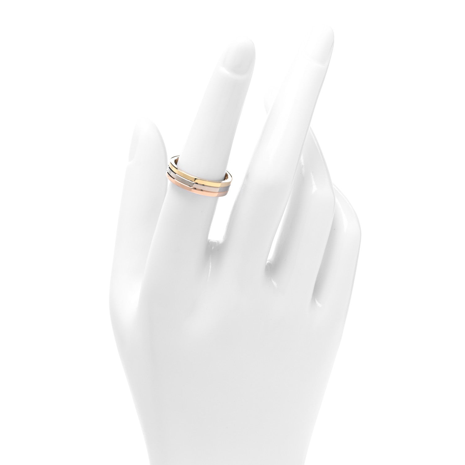 Cartier 18K Pink White Yellow Gold 3.5mm Trinity Wedding Band Ring 53 6.5 2 of 4