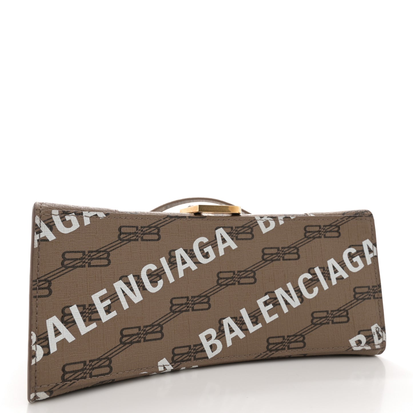 Coated Canvas BB Monogram Allover Logo Small Hourglass Top Handle Bag Beige Brown White