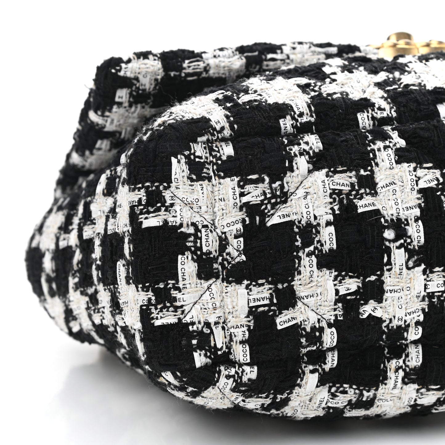 Tweed Quilted Large Chanel 19 Flap Black Ecru White