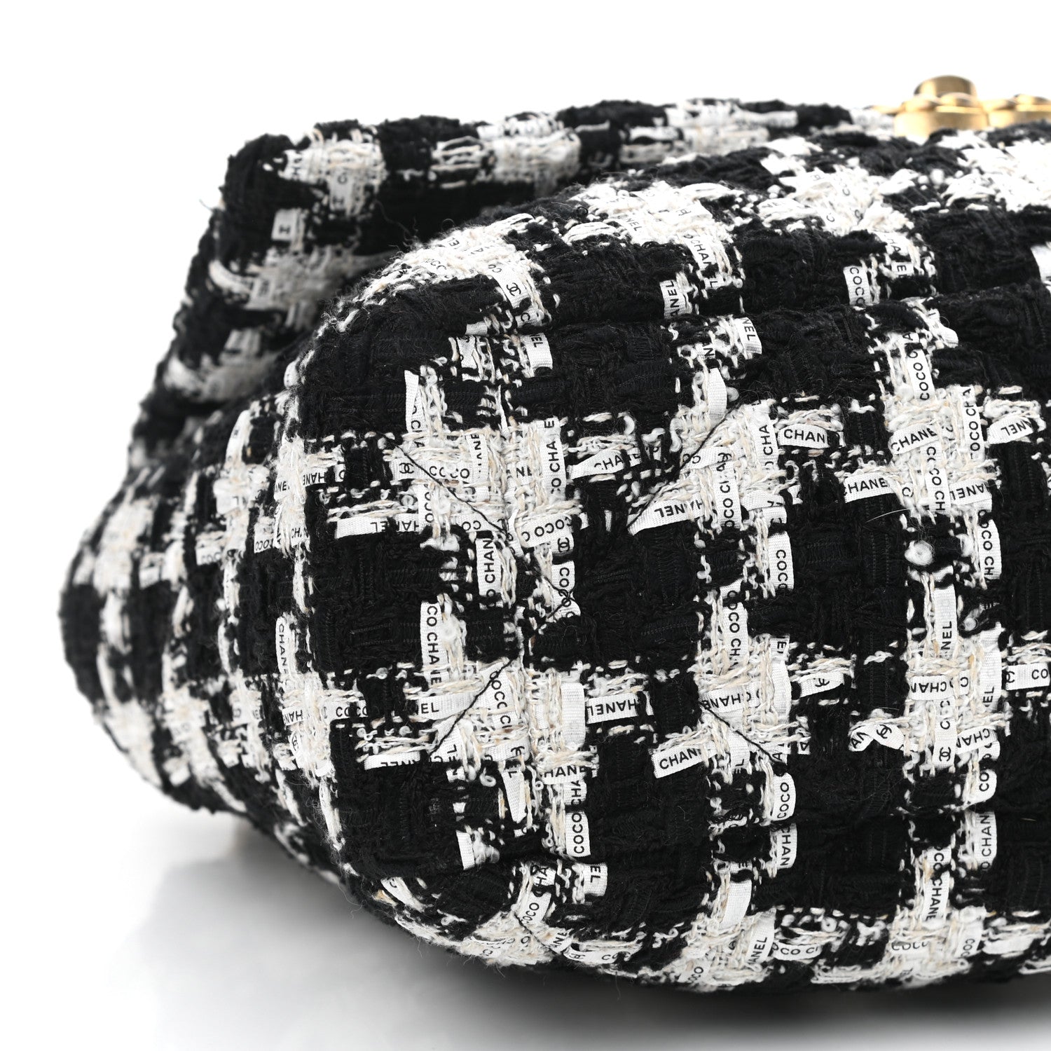 Chanel Tweed Quilted Large Chanel 19 Flap Black Ecru White 8 of 10