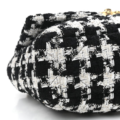 Chanel Tweed Quilted Large Chanel 19 Flap Black Ecru White 8 of 10