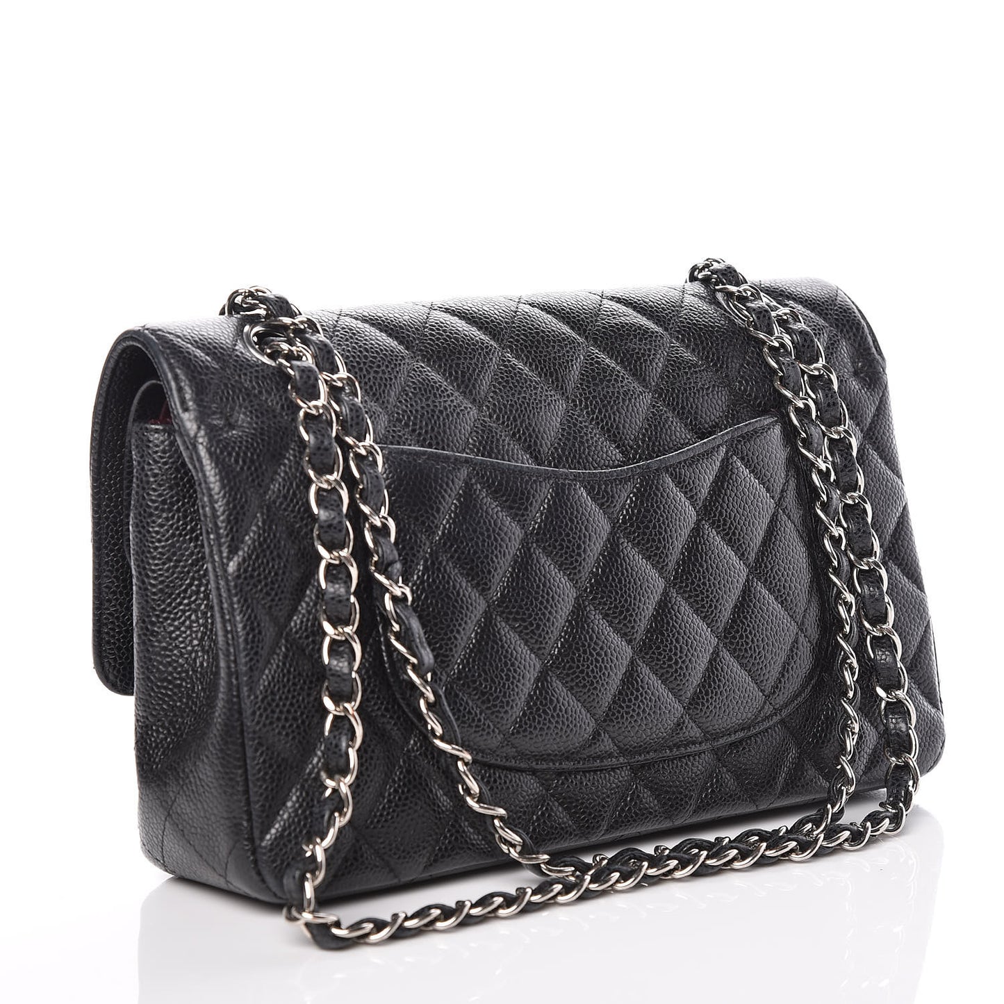 Caviar Quilted Medium Double Flap Black