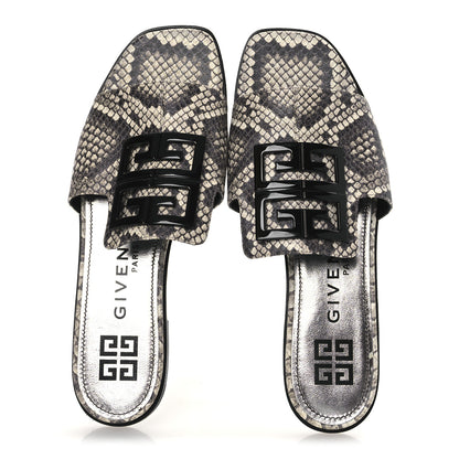 Givenchy Calfskin Snakeskin Print 4G Flat Sandals 38.5 Stone Grey 2 of 13