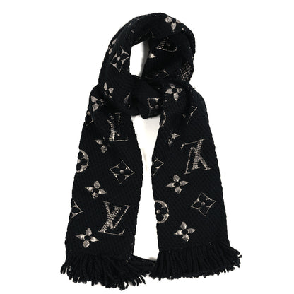 Louis Vuitton Wool Silk Logomania Shine Scarf Black 1 of 3
