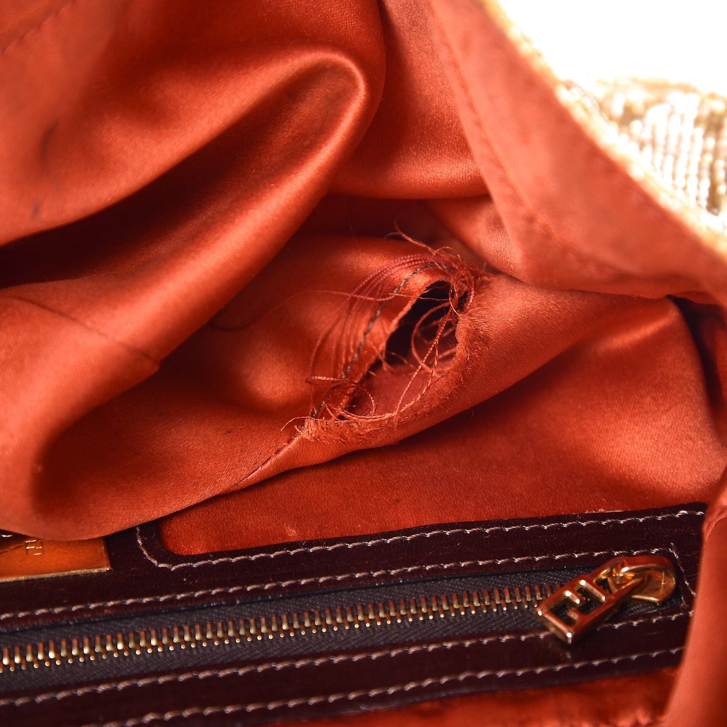 Beaded Baguette Shoulder Bag Gold