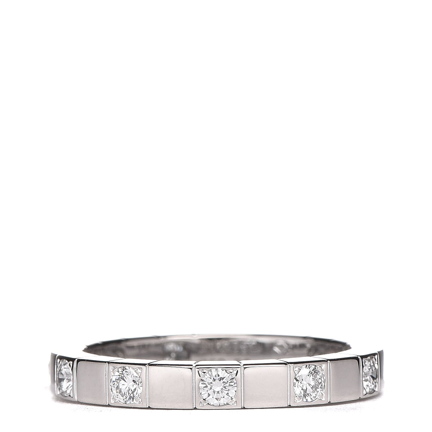 18K White Gold Diamond Lanieres Half Eternity Band Ring 56 7.5