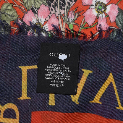Gucci Wool Silk Flora Snake Print Shawl 5 of 6