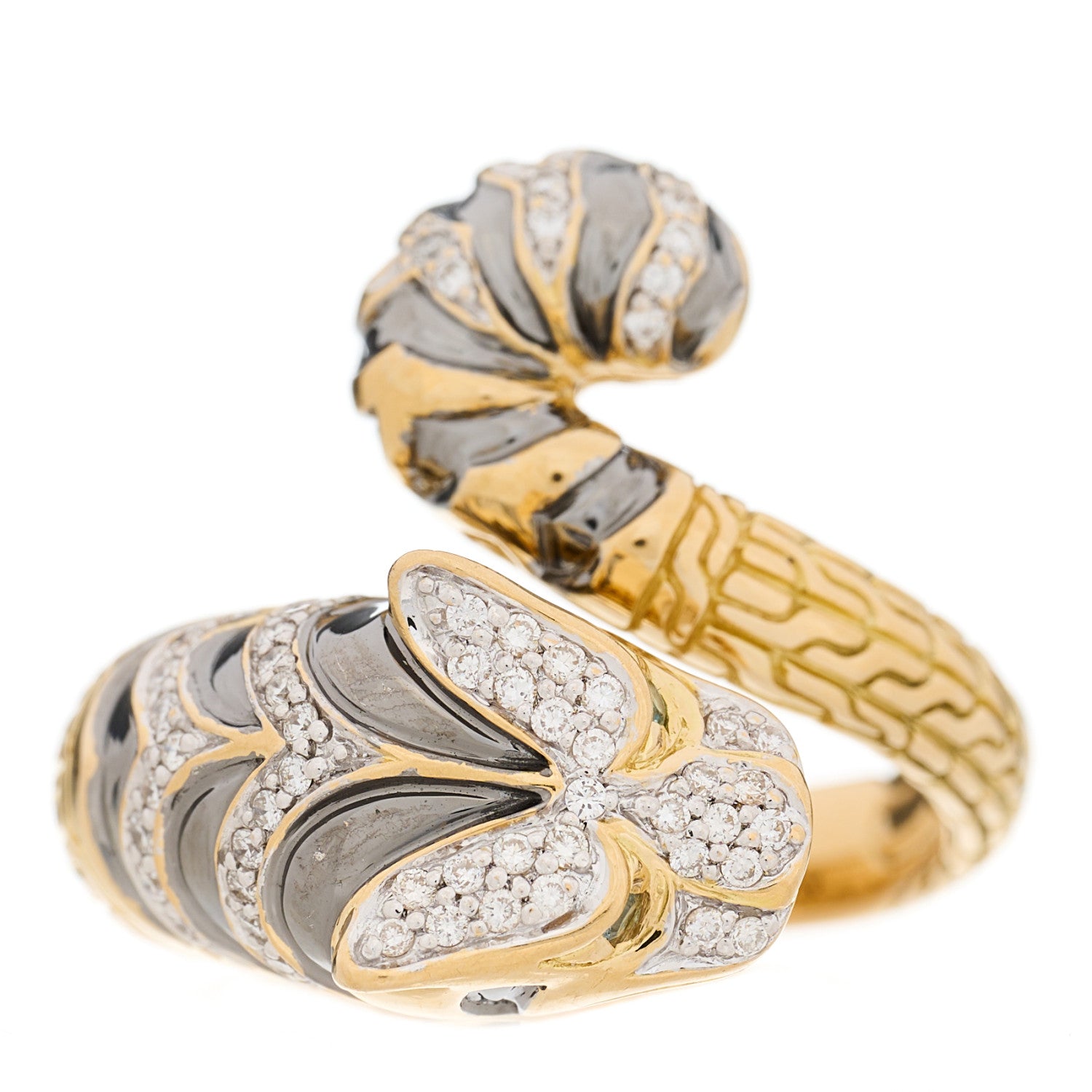 John Hardy 18K Yellow Gold Diamond Blue Topaz Macan Ring 54 7 2 of 7