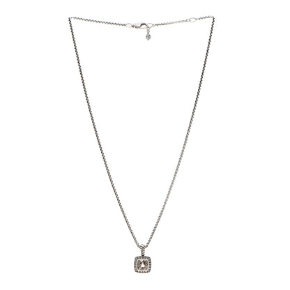 David Yurman Sterling Silver Diamond Morganite 7mm Petite Albion Pendant Necklace 3 of 5