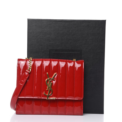 Saint Laurent Patent Calfskin Matelasse Vicky Chain Wallet Rouge Eros 8 of 8