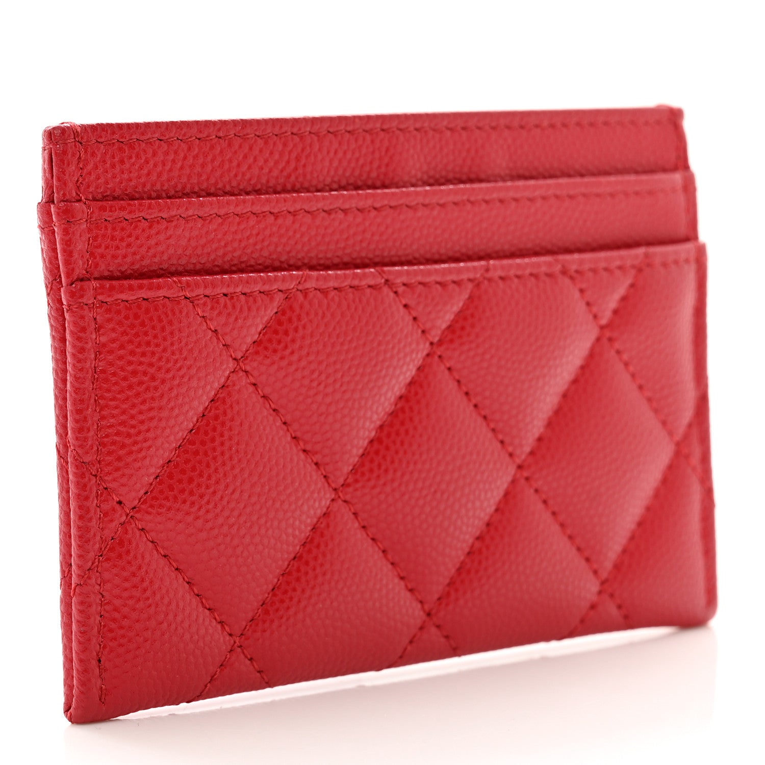 Chanel Caviar Quilted Crystal Enamel CC Card Holder Red 3 of 10