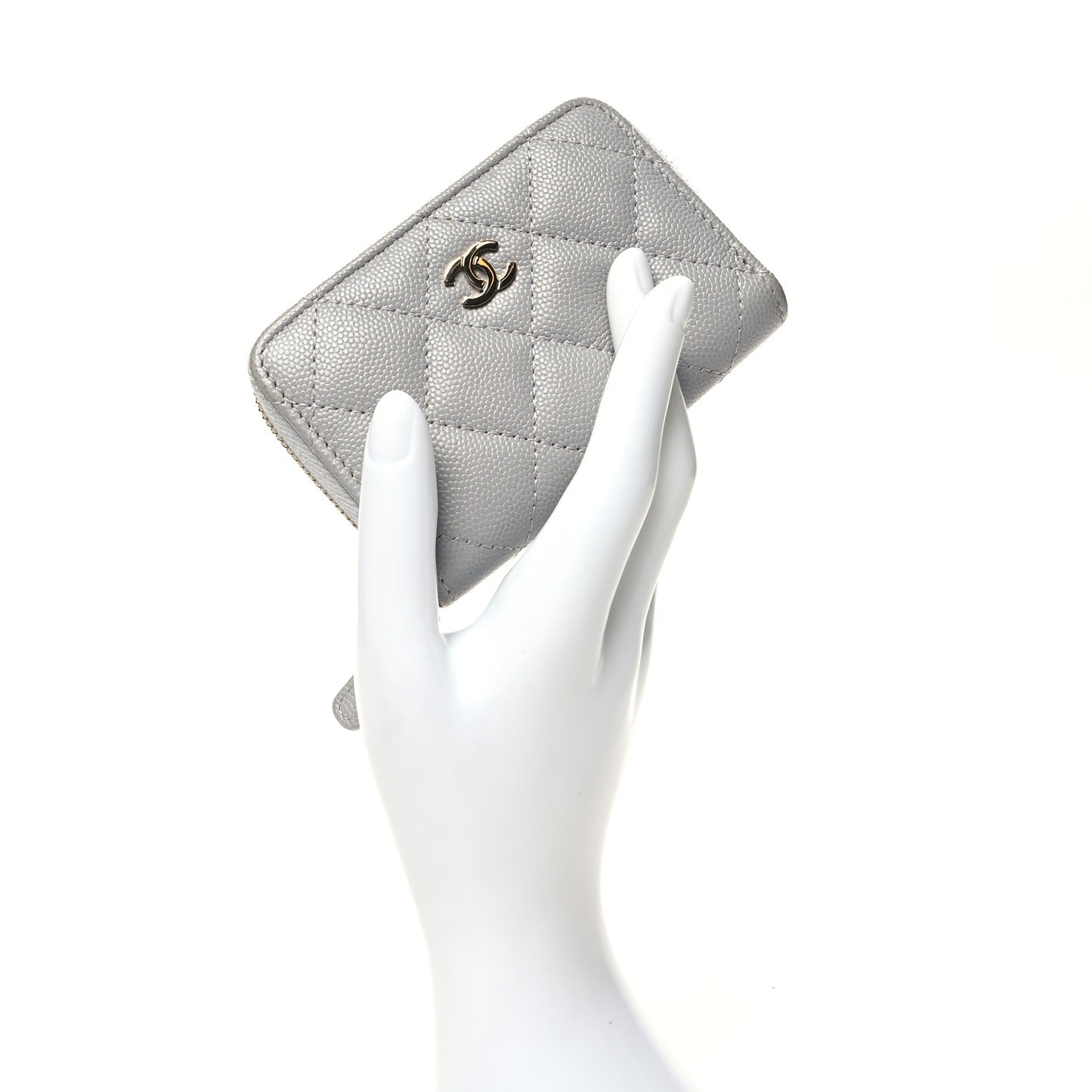 Caviar Quilted Zip Coin Purse Grey
