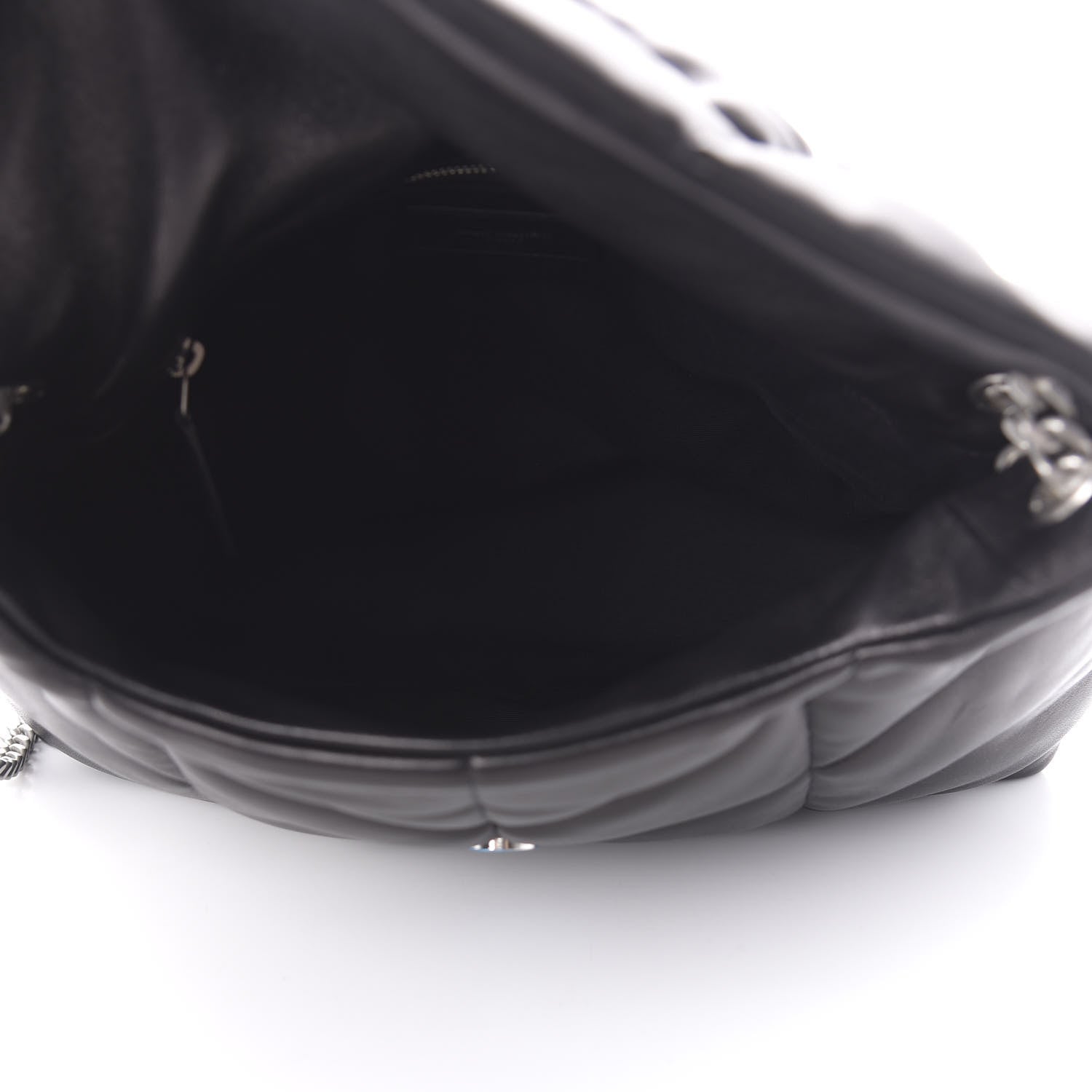 Saint Laurent Lambskin Quilted Medium Loulou Puffer Monogram Chain Satchel Black 5 of 9
