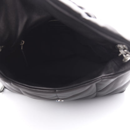 Saint Laurent Lambskin Quilted Medium Loulou Puffer Monogram Chain Satchel Black 5 of 9