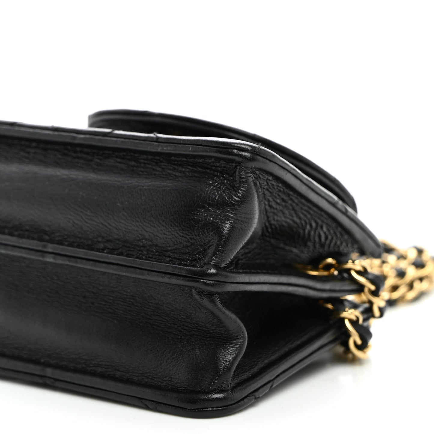 Lambskin Quilted Mini Accordion Clutch With Chain Black