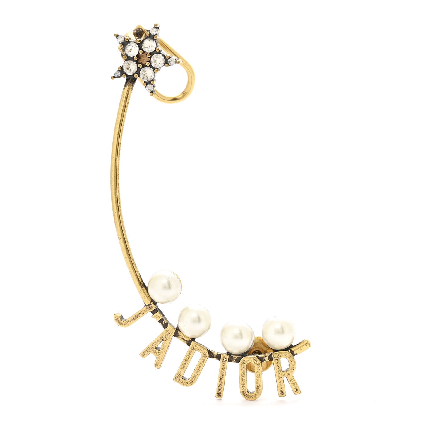 Pearl Crystal J'Adior Star Ear Cuff Gold White