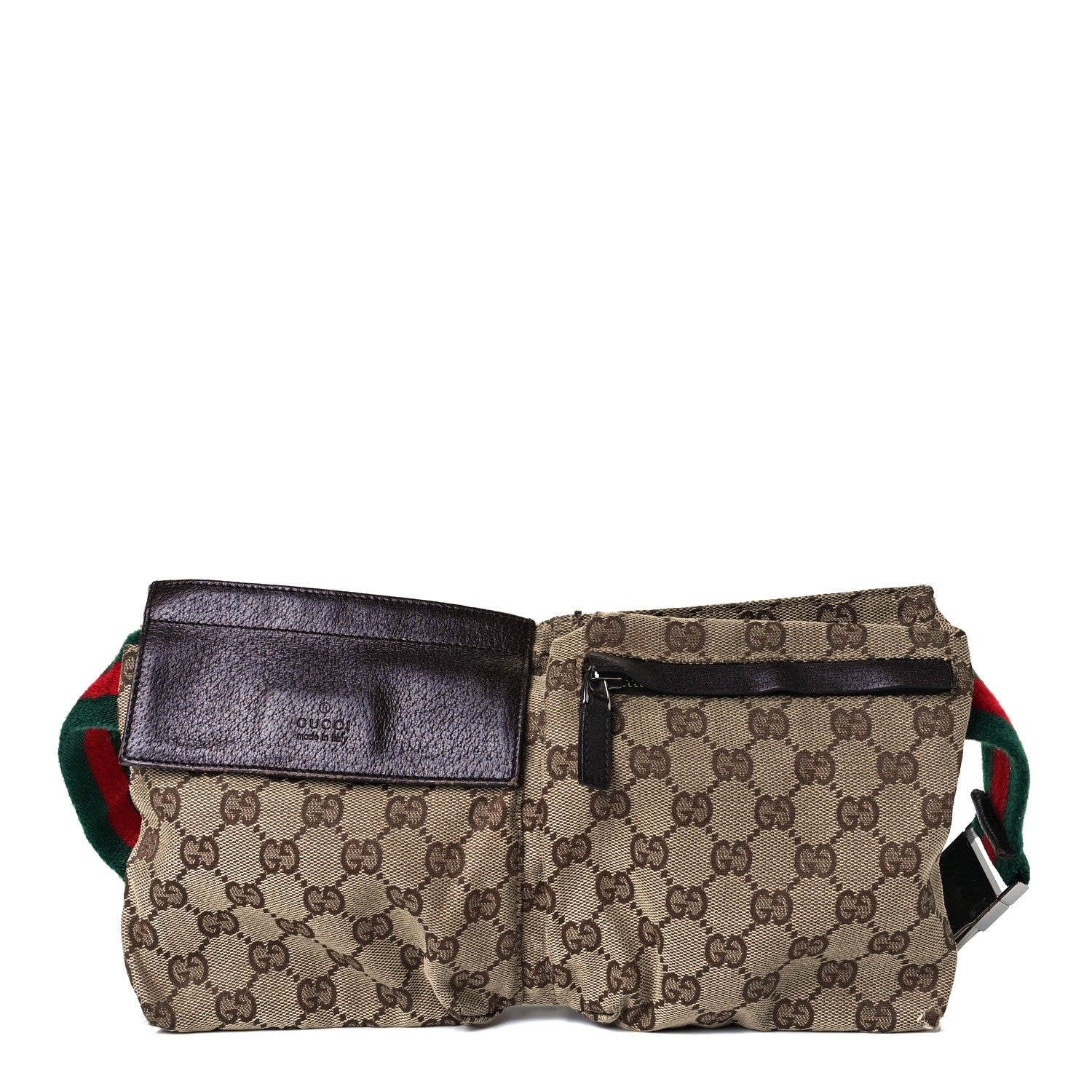 Gucci GG Monogram Double Pocket Belt Bag Dark Brown 1 of 39