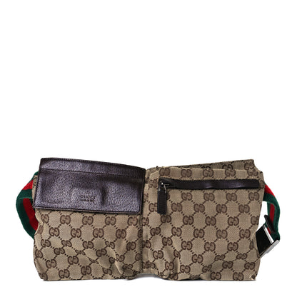 Gucci GG Monogram Double Pocket Belt Bag Dark Brown 1 of 39