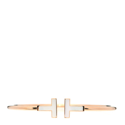 Tiffany 18K Rose Gold Mother of Pearl T Wire Bracelet 1 of 5