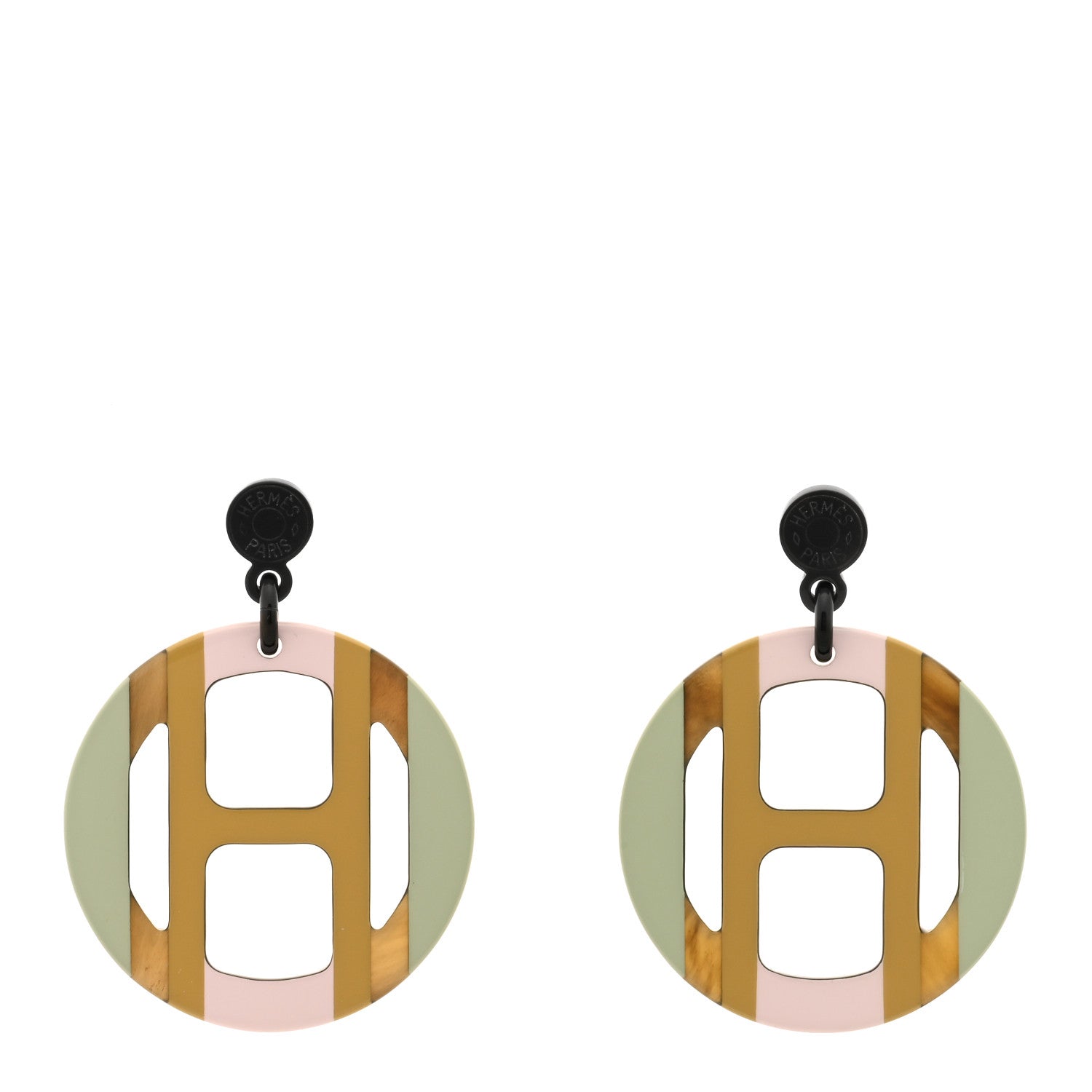 Hermes Lacquered Horn H Equipe Earrings Songe 1 of 3