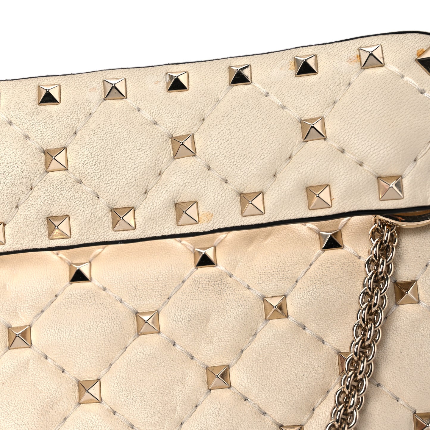 Nappa Medium Rockstud Spike Shoulder Bag Light Ivory