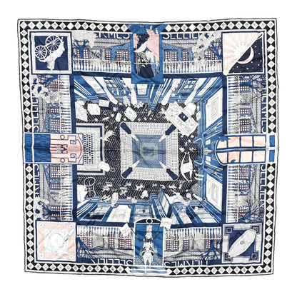 Hermes Silk Objets de Curiosite Scarf 90 Marine Rose Poudre 1 of 5
