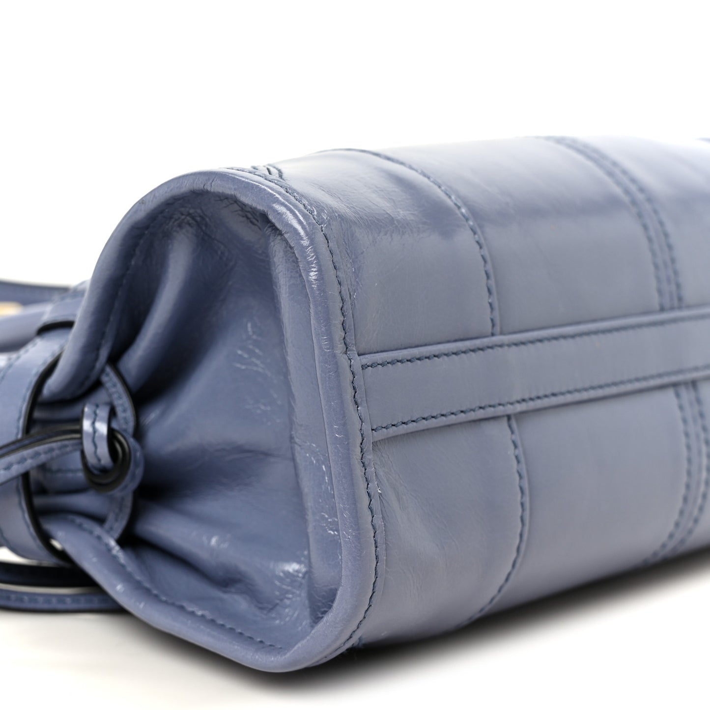 Glossy Calfskin Triangle Mini Bonnie Shoulder Bag Aviation Blue