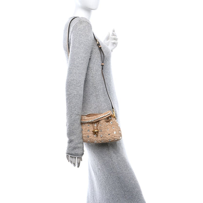 Jimmy Choo Raffia Woven Crystal Small Cinch Bag Natural 2 of 11