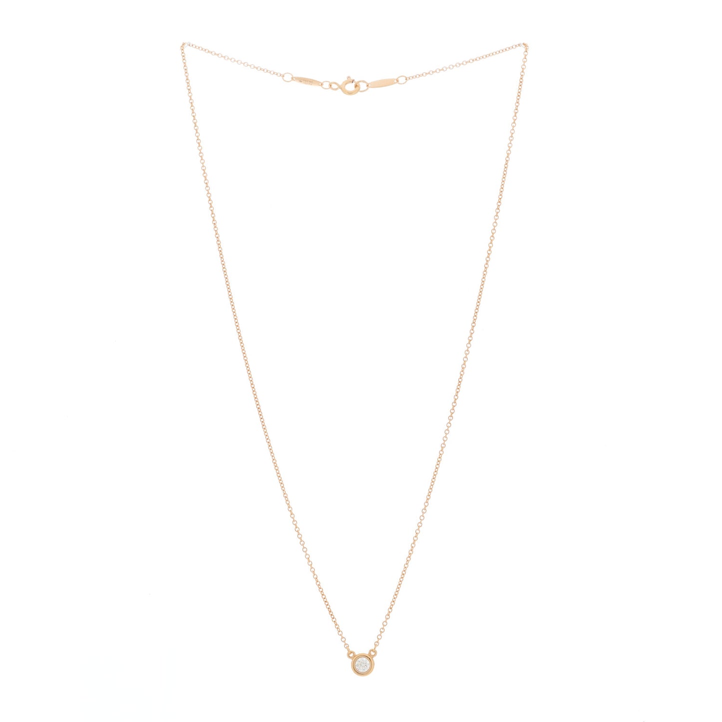 18K Rose Gold Diamond .17ct Elsa Peretti Diamonds by the Yard Pendant Necklace