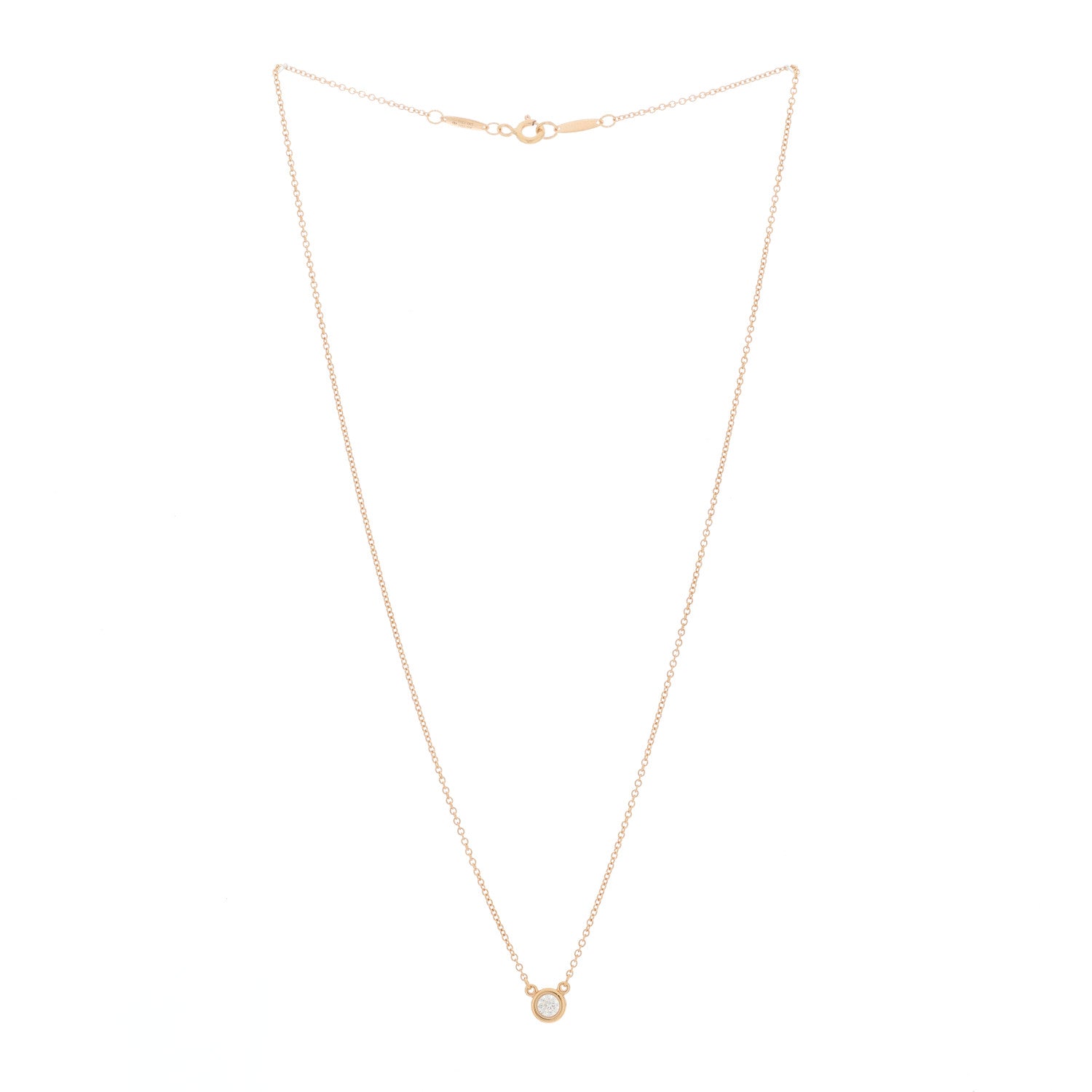 Tiffany 18K Rose Gold Diamond .17ct Elsa Peretti Diamonds by the Yard Pendant Necklace 2 of 6