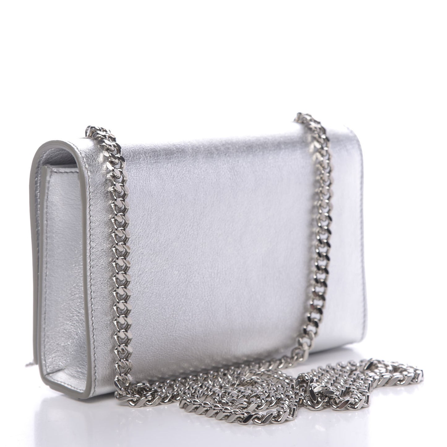 Metallic Calfskin Small Classic Monogram Kate Tassel Satchel Silver