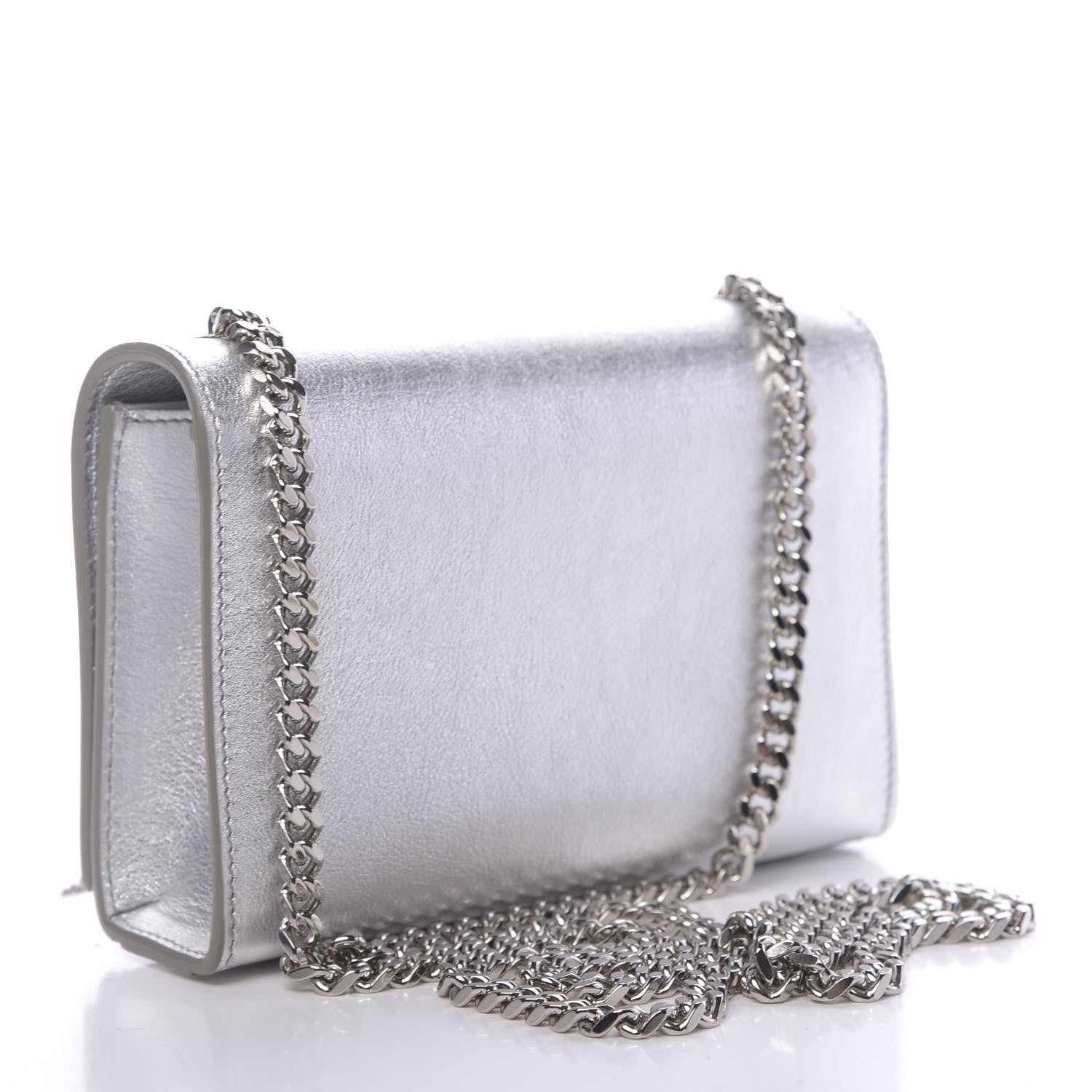 Saint Laurent Metallic Calfskin Small Classic Monogram Kate Tassel Satchel Silver 3 of 11