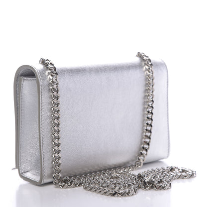 Saint Laurent Metallic Calfskin Small Classic Monogram Kate Tassel Satchel Silver 3 of 11