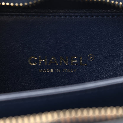 Chanel Tweed Snakeskin Quilted Small CC Filigree Vanity Case Navy Multicolor 5 of 10