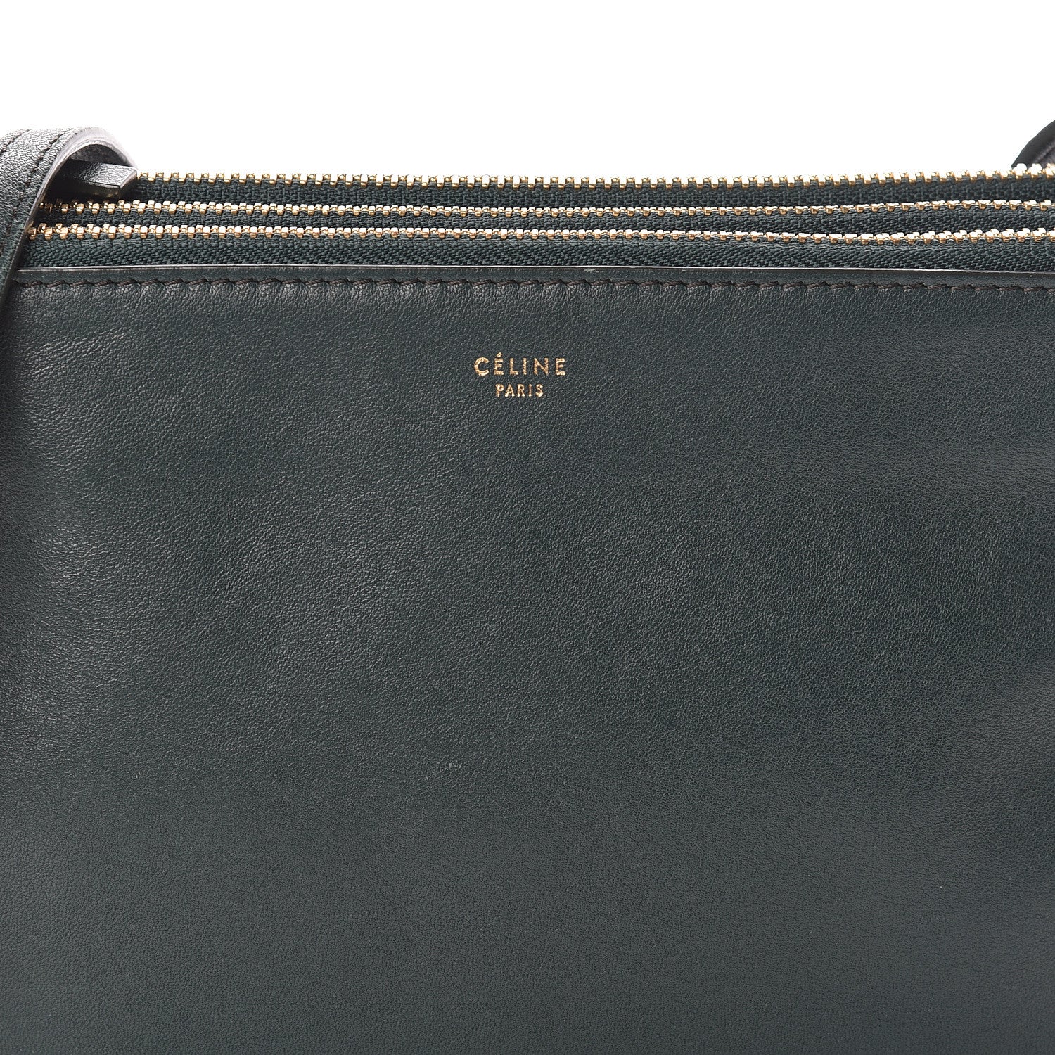 Celine Lambskin Small Trio Crossbody Bag Dark Green 9 of 11