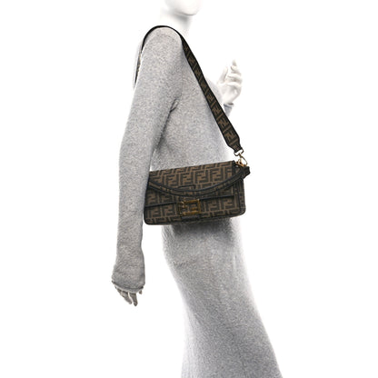 Fendi Fabric Jacquard FF 1974 Medium Baguette Tobacco Moro Black 2 of 10