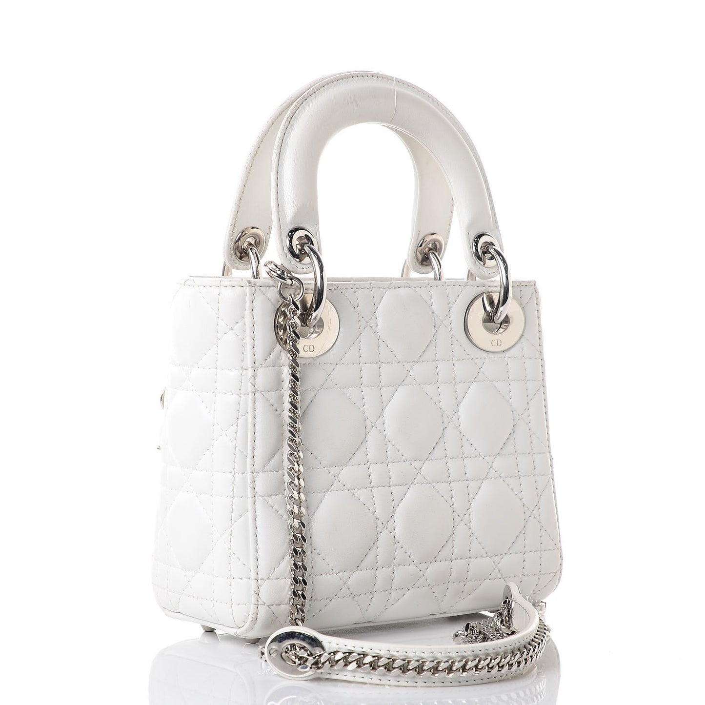 Lambskin Cannage Mini Lady Dior White