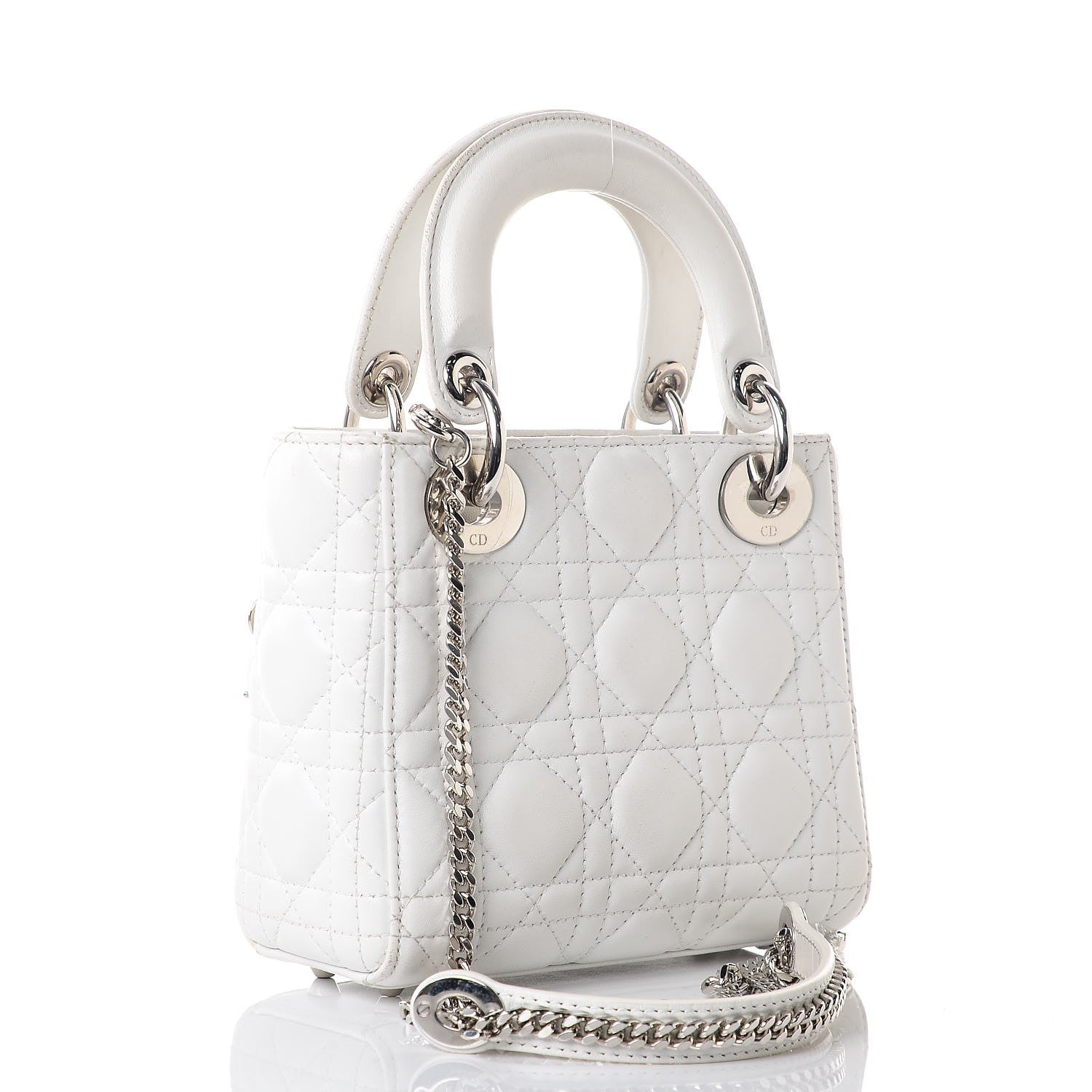 Christian Dior Lambskin Cannage Mini Lady Dior White 3 of 10
