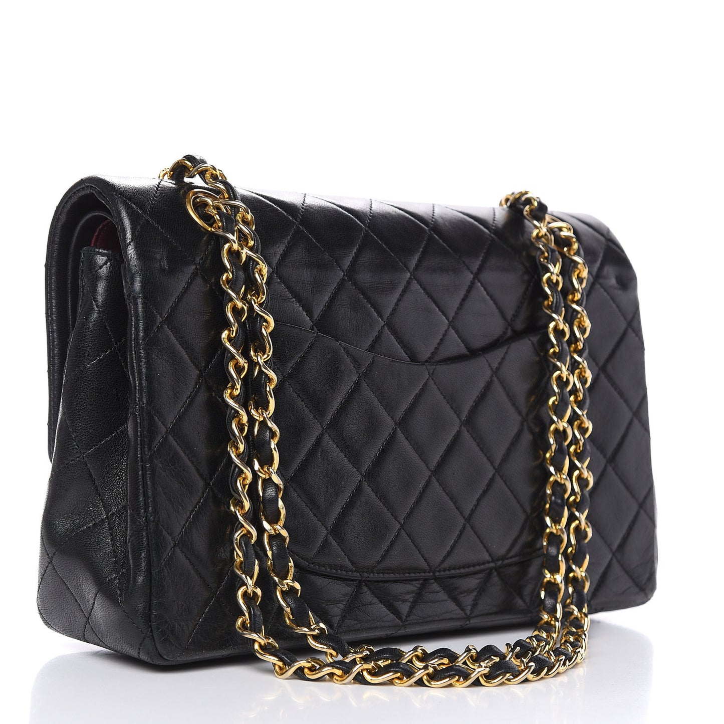 Lambskin Quilted Medium Double Flap Black