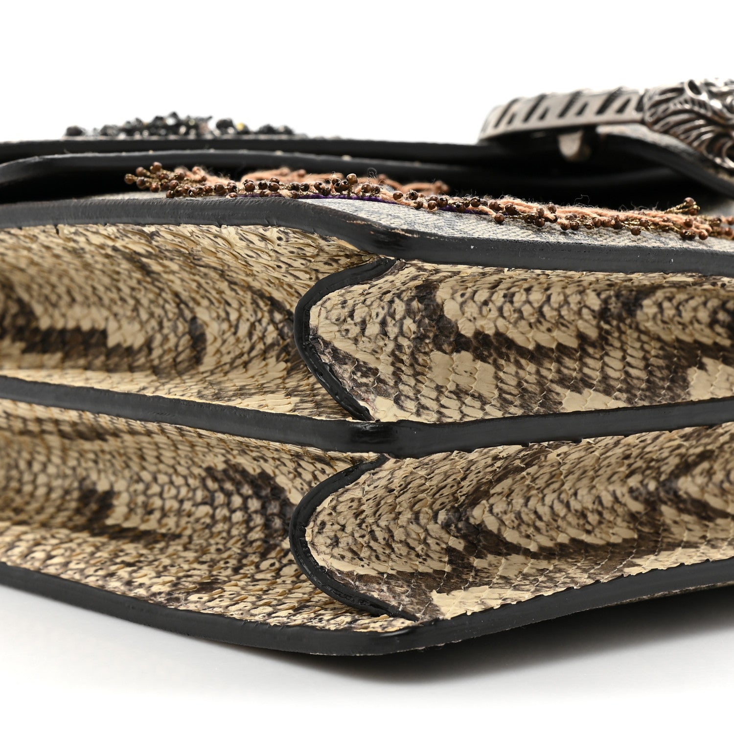 Gucci GG Supreme Monogram Snakeskin Crystal Embroidered Medium Dionysus Shoulder Bag 11 of 16
