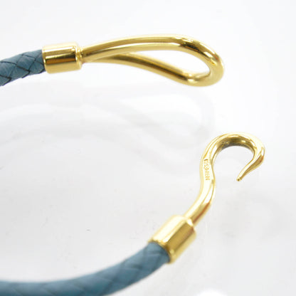 Hermes Leather Woven Jumbo Hook Bracelet Bleu 5 of 5