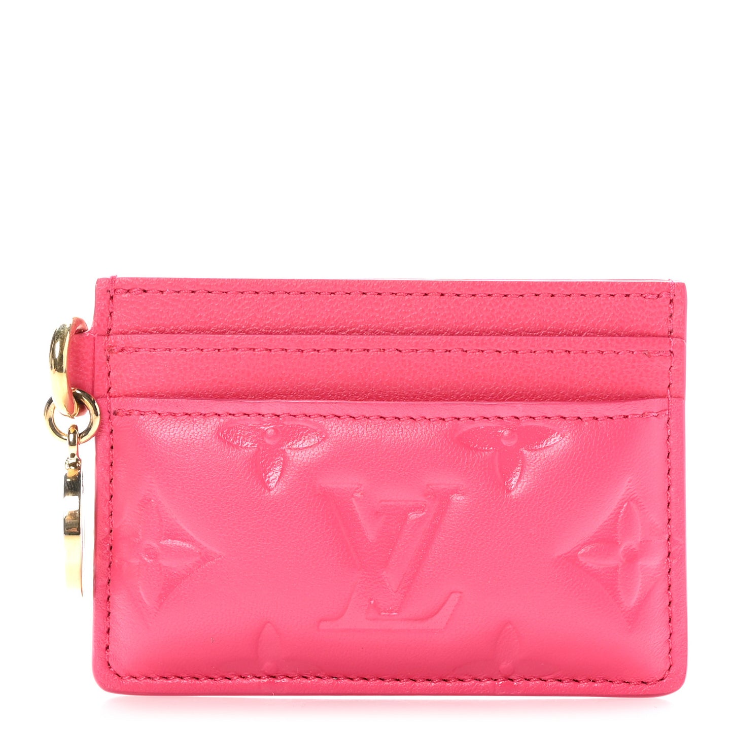 Lambskin Embossed Monogram Coussin Card Holder Bougainvillier