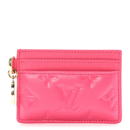 Louis Vuitton Lambskin Embossed Monogram Coussin Card Holder Bougainvillier 1 of 7