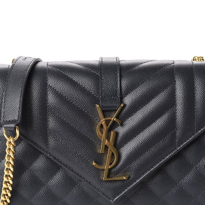 Saint Laurent Grain De Poudre Textured Mixed Matelasse Triquilt Small Monogram Satchel Dark Smoke 10 of 10