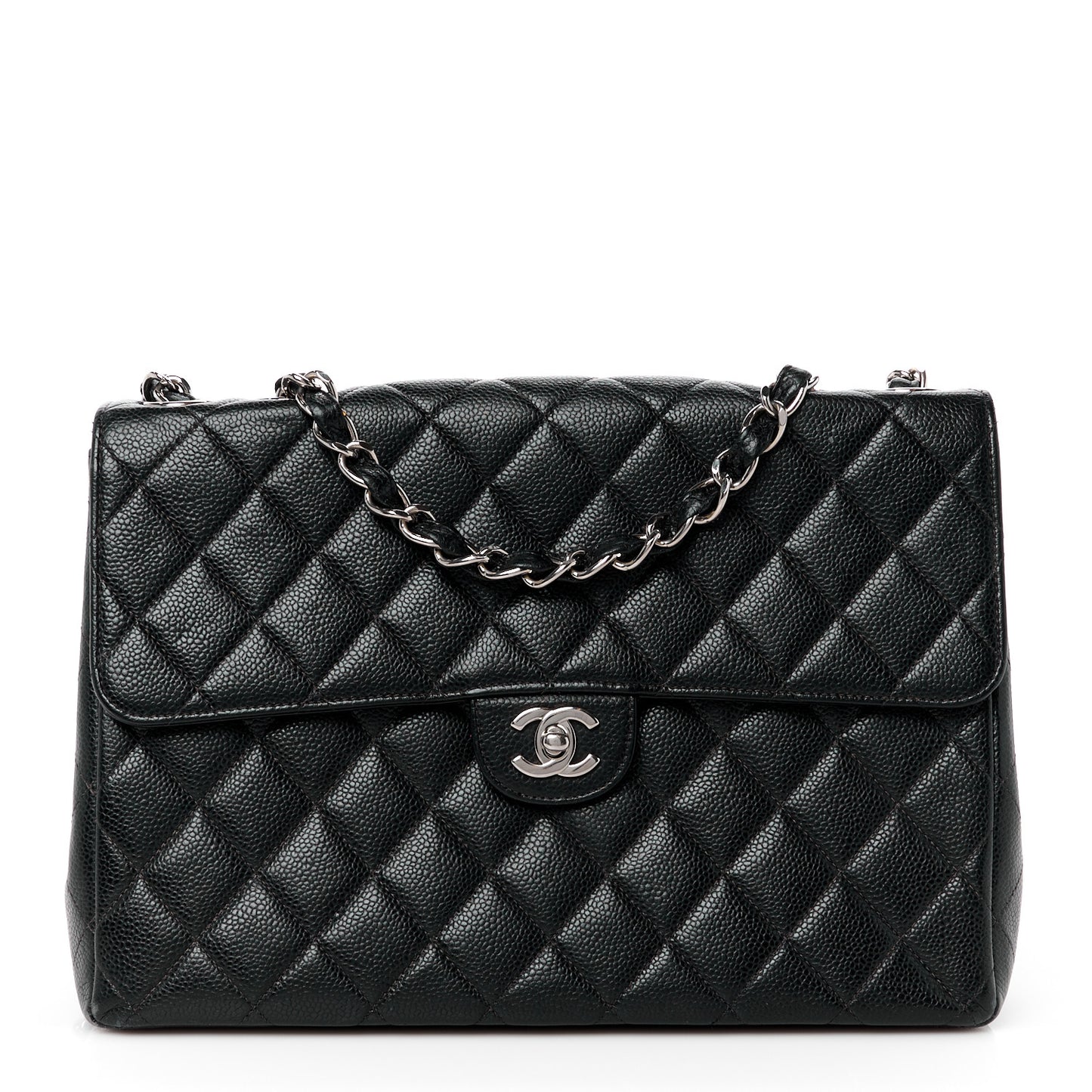 Caviar Jumbo Single Flap Black